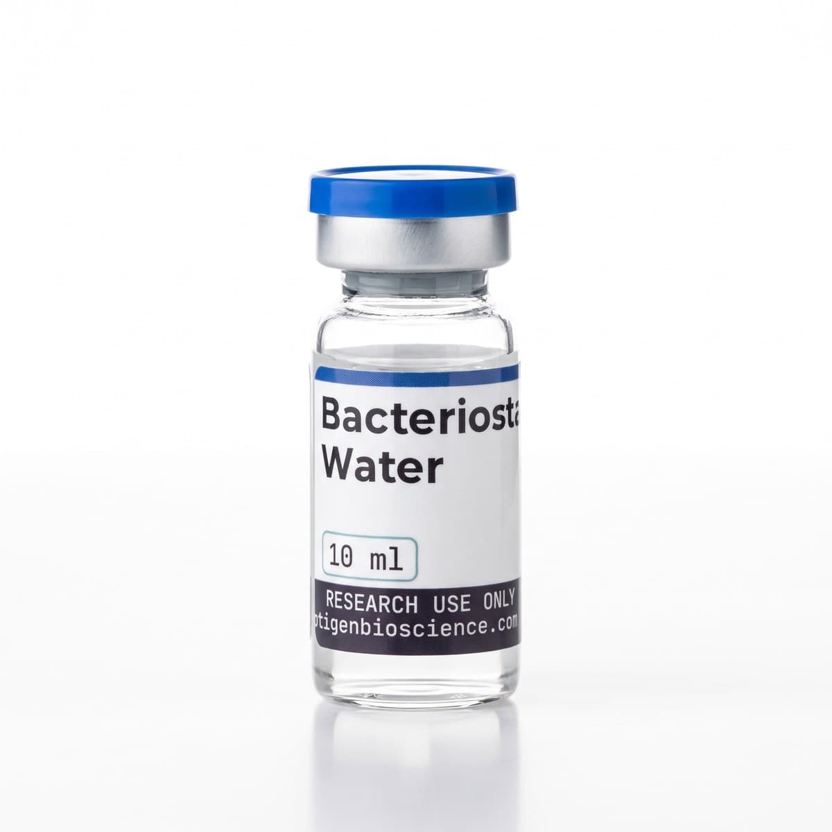 Bacteriostatic Water 10 ml, 10 ml glass vial with Peptigen Bioscience label