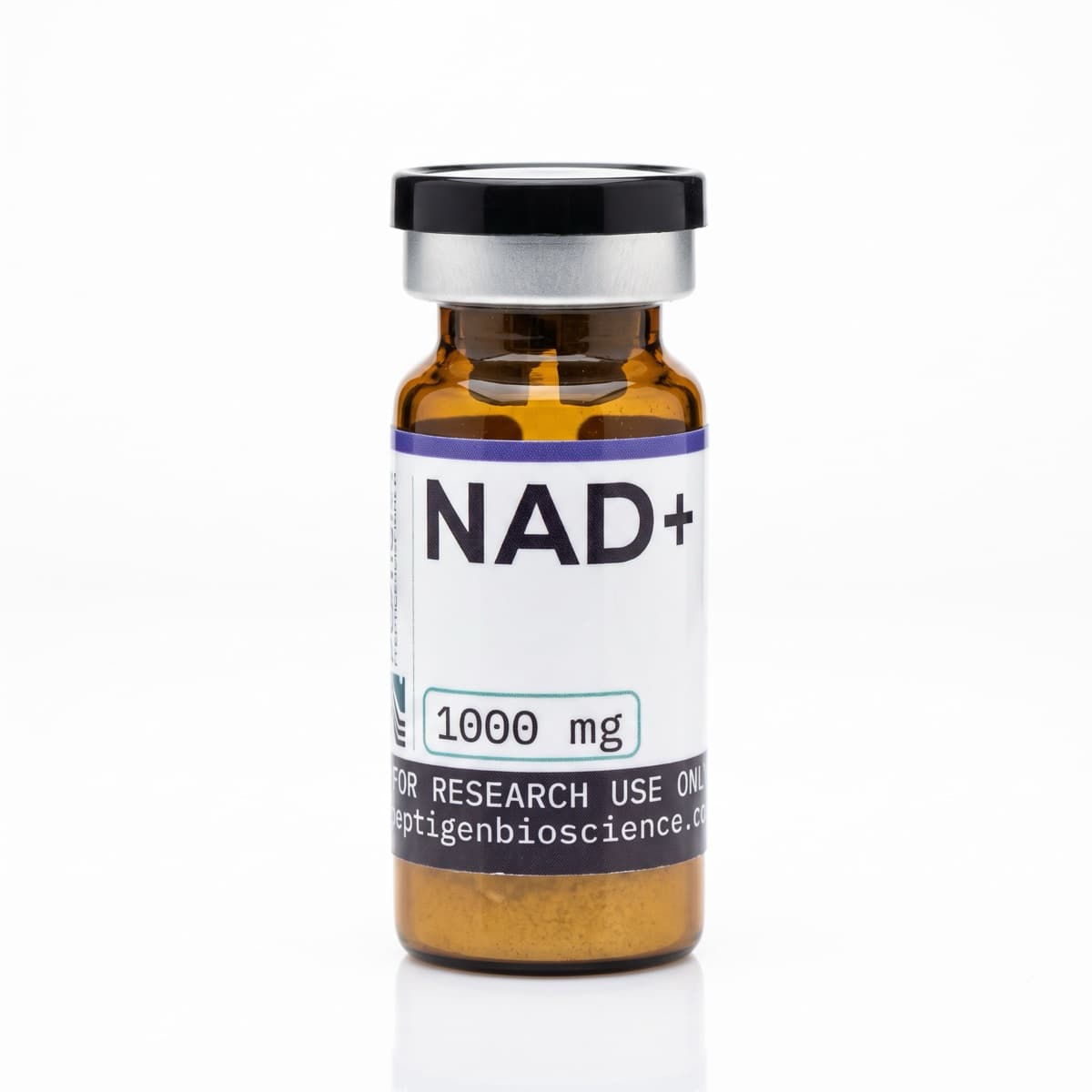 NAD+ 1000 mg, 10 ml glass vial with Peptigen Bioscience label