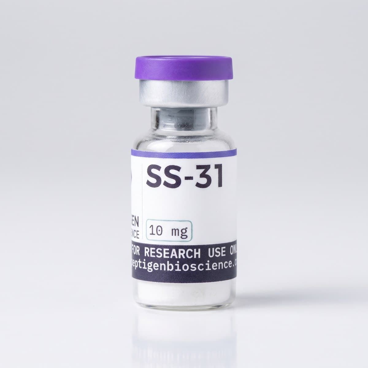 SS-31 10 mg, 3 ml glass vial with Peptigen Bioscience label