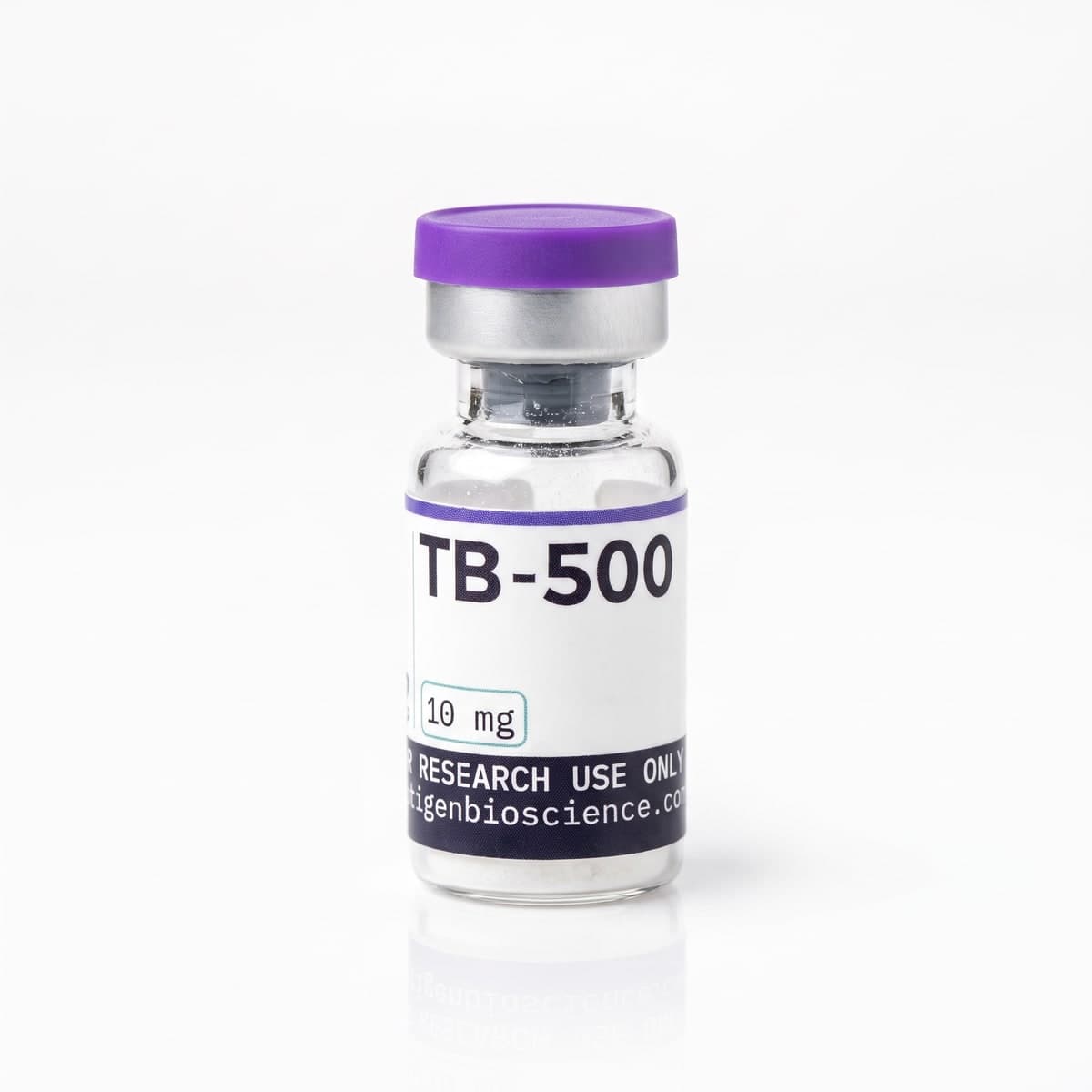 TB-500 10 mg, 3 ml glass vial with Peptigen Bioscience label